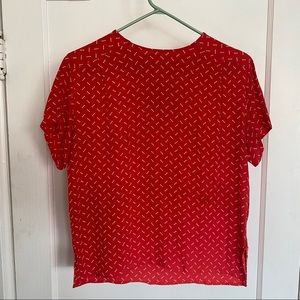 vintage red-orange blouse w/white polka dot detail